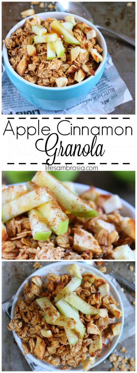 This quick and easy Cinnamon Apple Granola makes the perfect back to school breakfast or afternoon snack! 