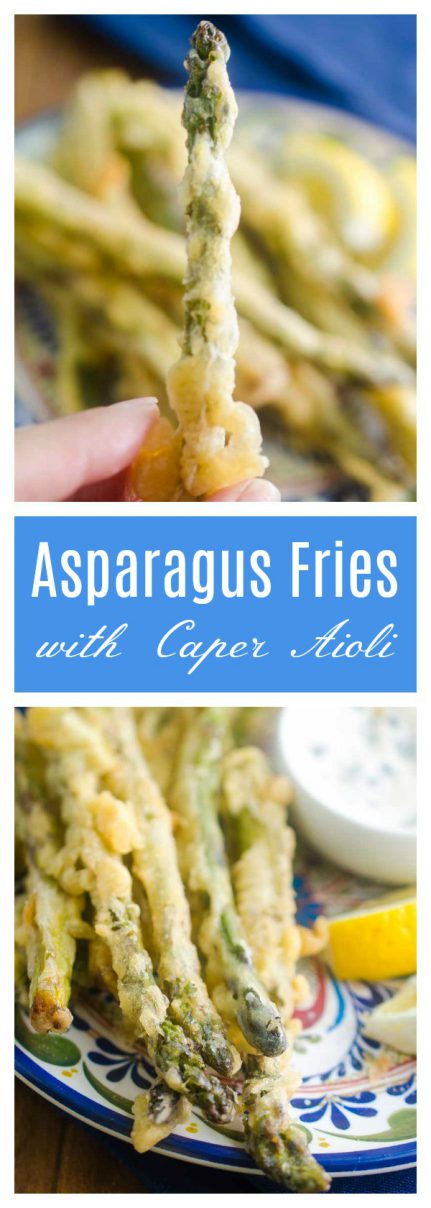 Asparagus Fries are lightly battered, fried until golden and dipped in a creamy caper aioli. They are every bit as addicting as they sound.