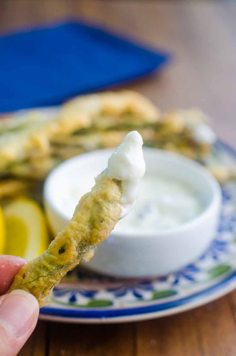 Asparagus Fries are lightly battered, fried until golden and dipped in a creamy caper aioli. They are every bit as addicting as they sound.