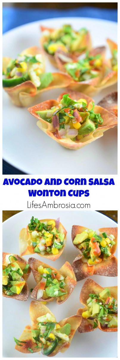 Avocado and Corn Salsa Wonton Cups Collage