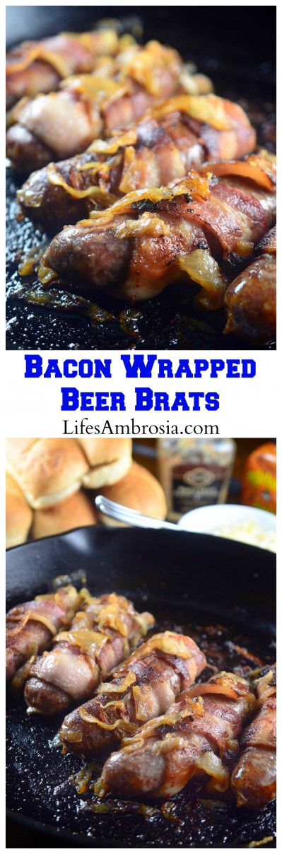 Bacon Wrapped Beer Brats 
