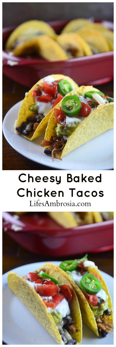 Cheesy Baked Chicken Tacos