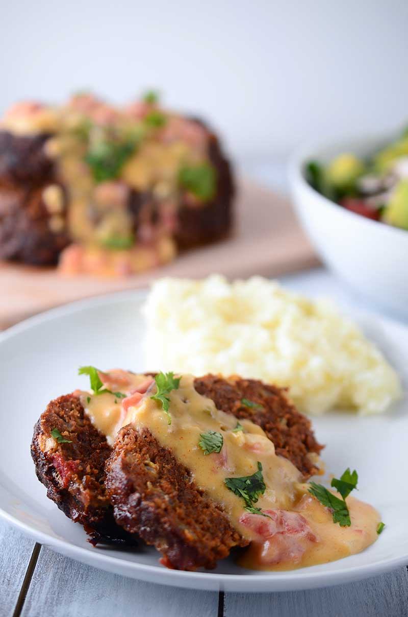 Chorizo Meatloaf with Chipotle Queso Sauce