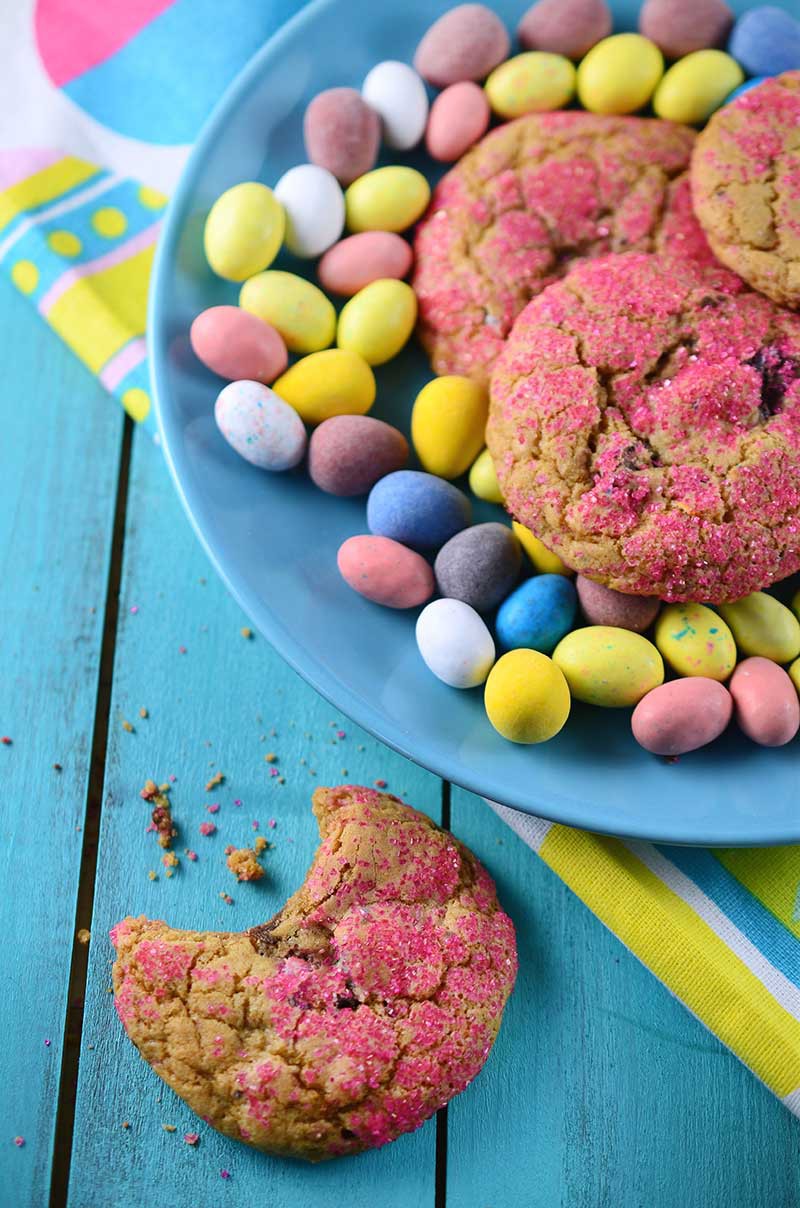 These Easter Candy Cookies are a sweet, soft and chewy way to use up your leftover Easter candy. 