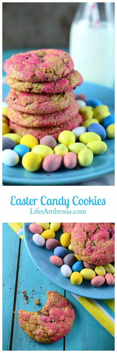These Easter Candy Cookies are a sweet, soft and chewy way to use up your leftover Easter candy.