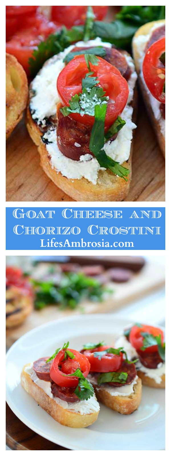 If you are looking for the perfect quick and easy appetizer for summer parties this Goat Cheese and Chorizo Crostini is it.