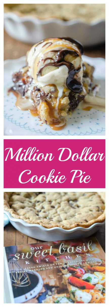 Million Dollar Cookie Pie is a decadent dessert with a layer of pie crust, chocolate hazelnut spread, Dulce de Leche and chocolate chip cookie dough.