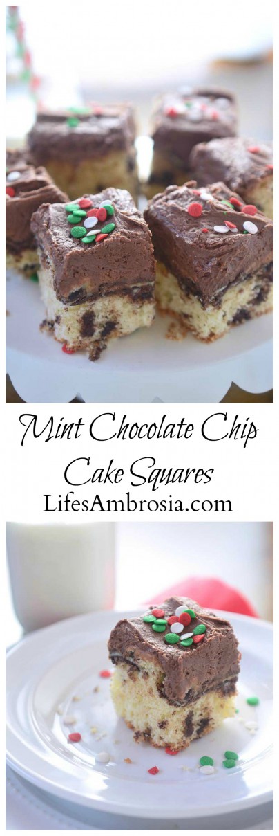 Mint Chocolate Chip Cake Squares Collage