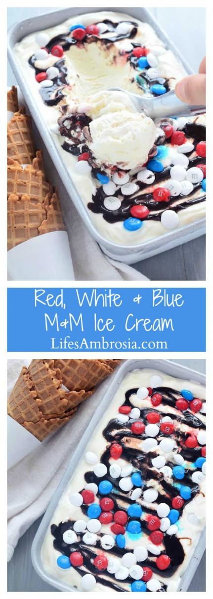 DIY M&M's® Red, White, Blue ice cream sandwiches