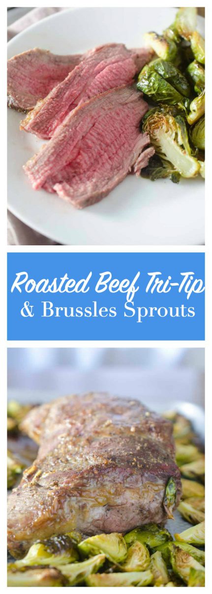 Your whole family will love this easy and delicious One Pan Roasted Beef Tri-Tip & Brussels Sprouts!