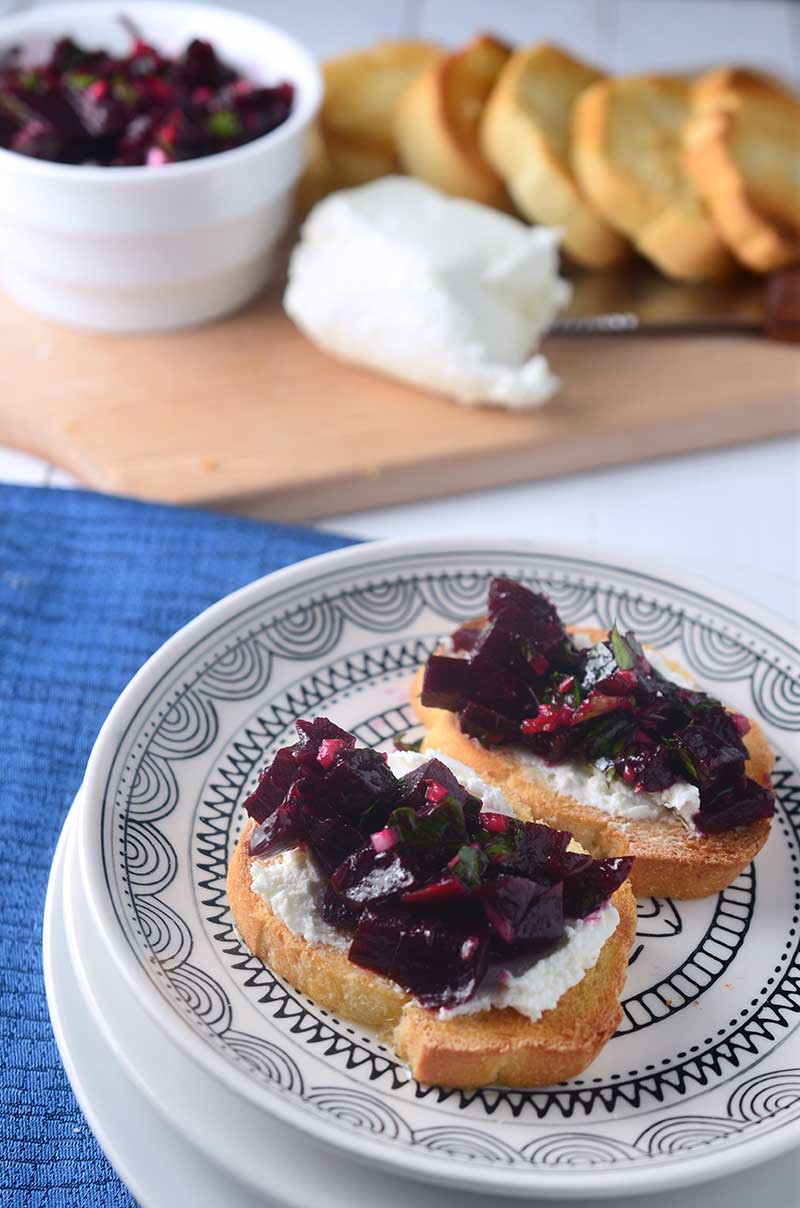 Roasted Beet and Goat Cheese Crostini