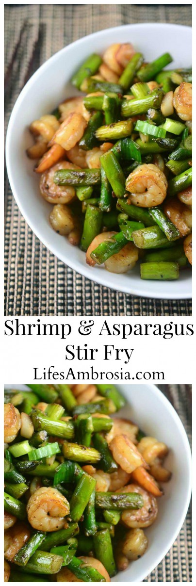 A quick and easy shrimp and asparagus stir fry perfect for weeknight dinners.