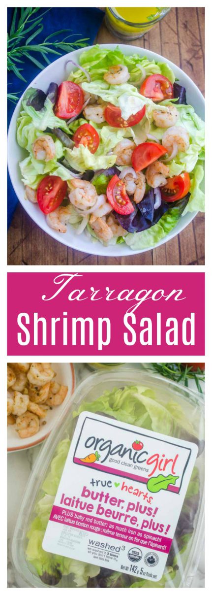 #ad Tarragon Shrimp Salad is loaded with tender butter lettuce, shrimp, tomatoes and shallots tossed in a tarragon vinaigrette.  It's a perfect summer lunch! 