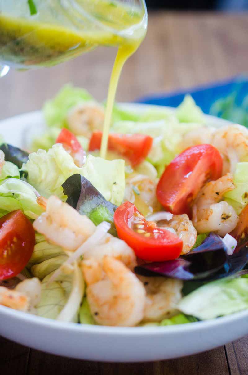 Tarragon Shrimp Salad is loaded with tender butter lettuce, shrimp, tomatoes and shallots tossed in a tarragon vinaigrette. It's a perfect summer lunch!