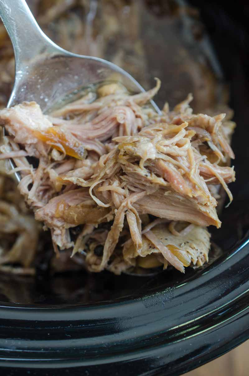 Slow cooker pork adobo is a traditional Filipino dish of pork, soy sauce, vinegar, peppercorns and bay leaves. Cooked to perfection in the slow cooker. 