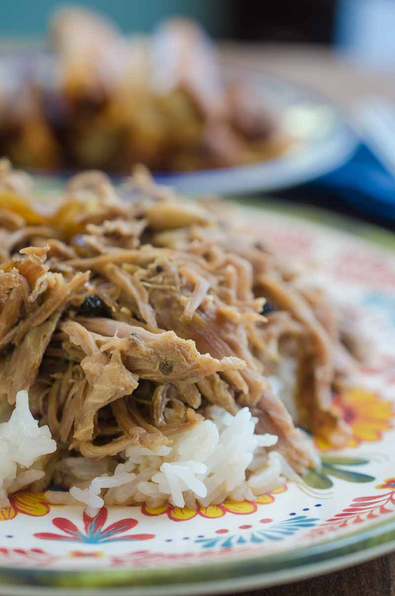 Slow cooker pork adobo is a traditional Filipino dish of pork, soy sauce, vinegar, peppercorns and bay leaves. Cooked to perfection in the slow cooker. 