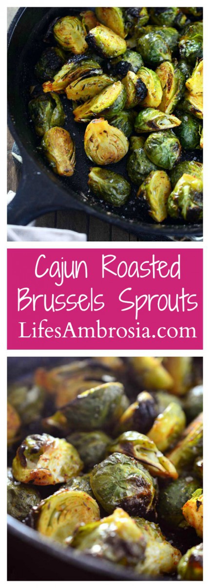 Crispy cajun roasted brussels sprouts are a perfect way to spice up your holiday menu. 