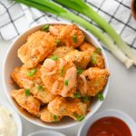 Overhead photo of bang bang chicken in white bowl.