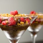 Chocolate pudding in martini glasas.