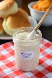 Alabama White BBQ Sauce is a creamy, slightly sweet, mayo-based barbecue sauce, perfect on grilled meats and as a dip. Get the easy condiment recipe here!