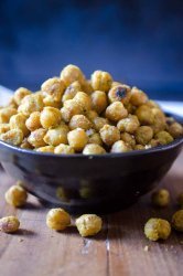 Crispy Curry Chickpeas are a quick, protein filled snack that is a favorite around here!