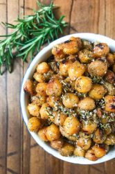 Crispy Chickpeas are a versatile snack that is always a crowd pleaser. This version with rosemary and garlic will be a favorite for sure! 