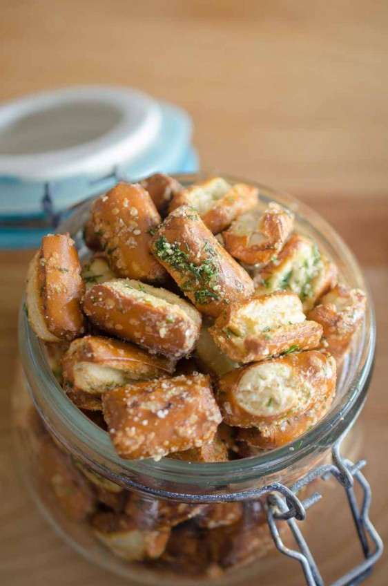 Garlic Parmesan Ranch Pretzels. Sourdough pretzels tossed with garlic, Parmesan and dill. A quick, easy and addictive snack perfect for Game Day.