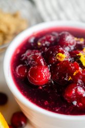 Side angle close up photo of cranberry sauce