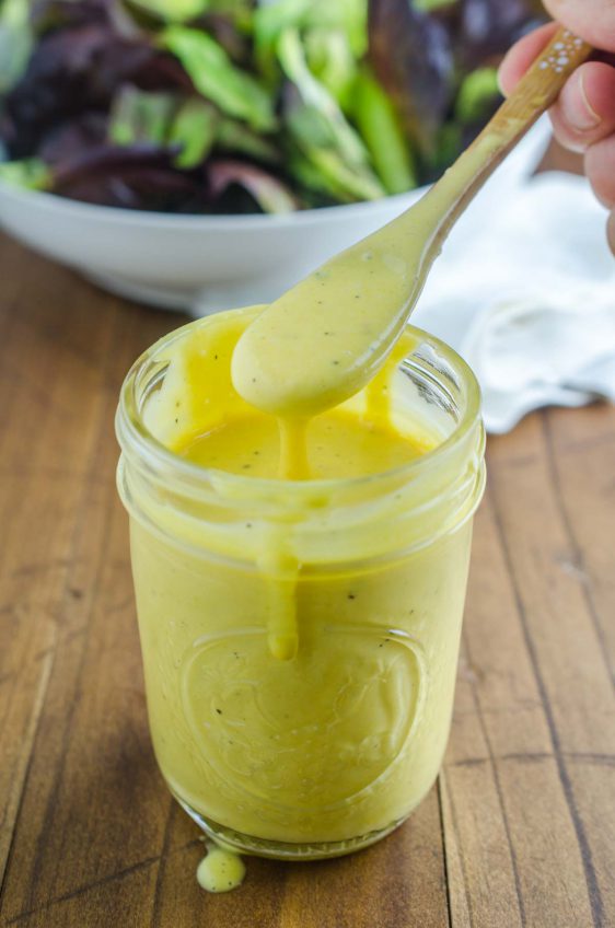Sweet and tangy Honey Mustard Dressing is great to drizzle over your favorite salad or to use as a dip for chicken and fries. 