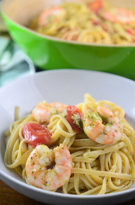 Roasted Shrimp Pesto Pasta