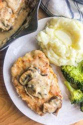 Southern fried pork chops with mushroom gravy is the best comfort food meal for a chilly night. Tender pork, dredged in seasoned flour and smothered with pan gravy. It never fails to satisfy.