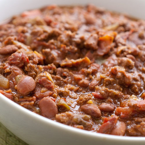 Buffalo Chipotle Chili in white bowl.