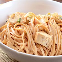 bowl of hatch chile chicken pasta