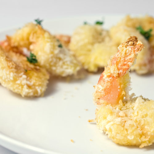 plate of oven baked prawns