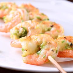 grilled prawns on skewers