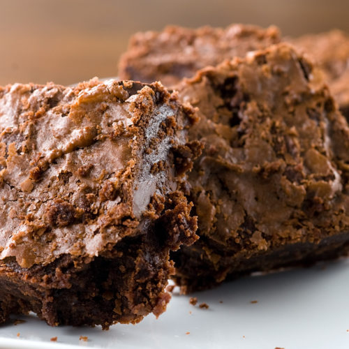 nutella brownies on white plate.