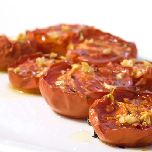 plate of slow roasted tomatoes