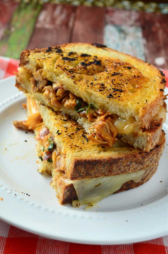 BBQ Chicken Grilled Cheese Sandwiches