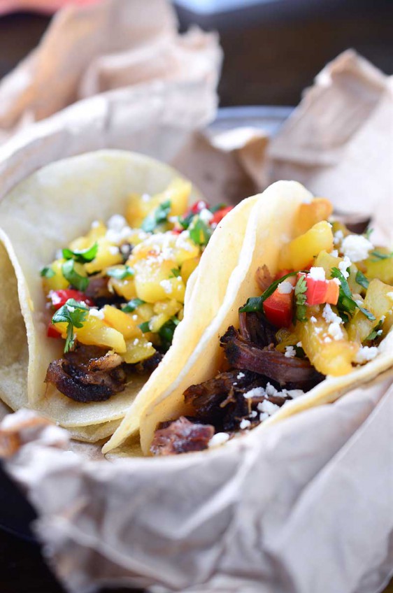 Carnitas Tacos with Grilled Pineapple Salsa
