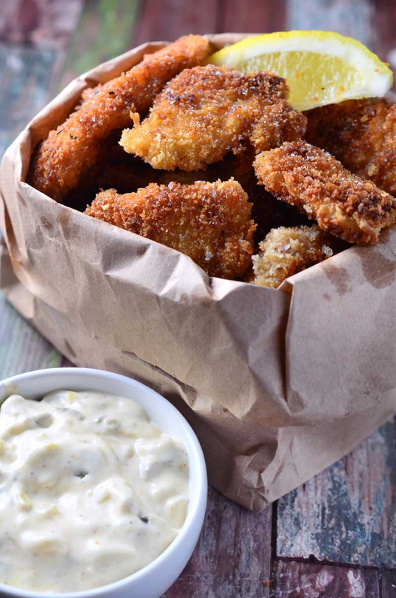 Crispy Fish Nuggets with Cajun Tartar Sauce