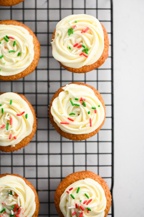 Eggnog Cupcakes with Maple Cream Cheese Frosting