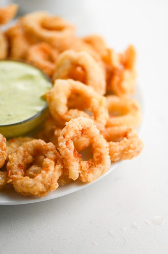Fried Calamari with Pesto Aioli Sauce