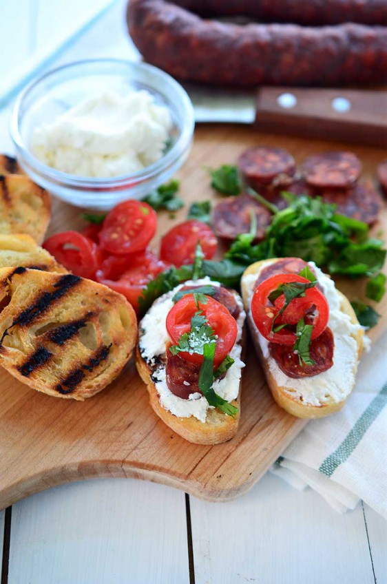 Goat Cheese and Chorizo Crostini