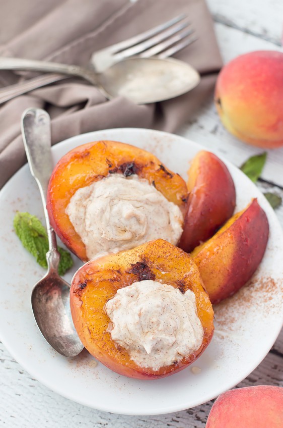 Grilled Peaches with White Peach Balsamic Cream Cheese