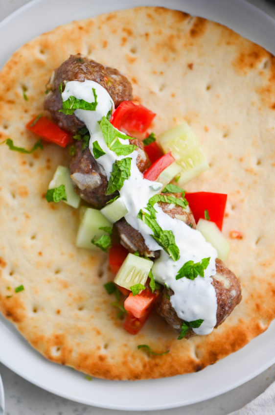 Lamb Meatball Gyro with Mint Yogurt Sauce