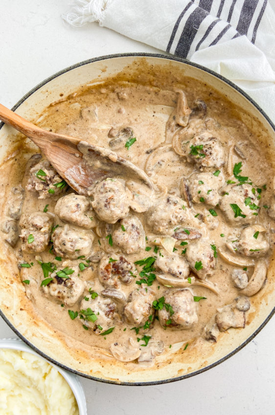 Meatballs in Mushroom Cream Sauce