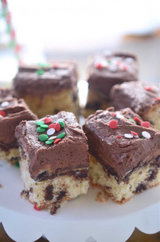 Mint Chocolate Chip Cake Squares