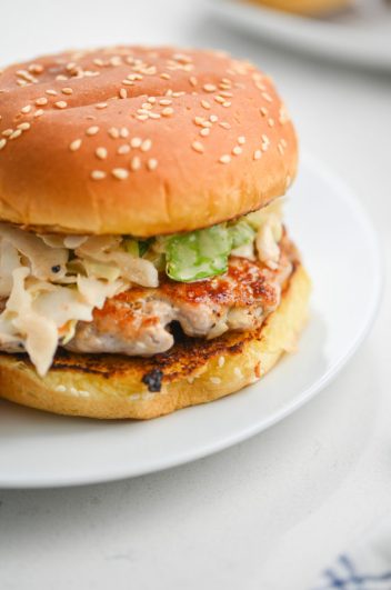Pork Burgers with Sriracha Slaw