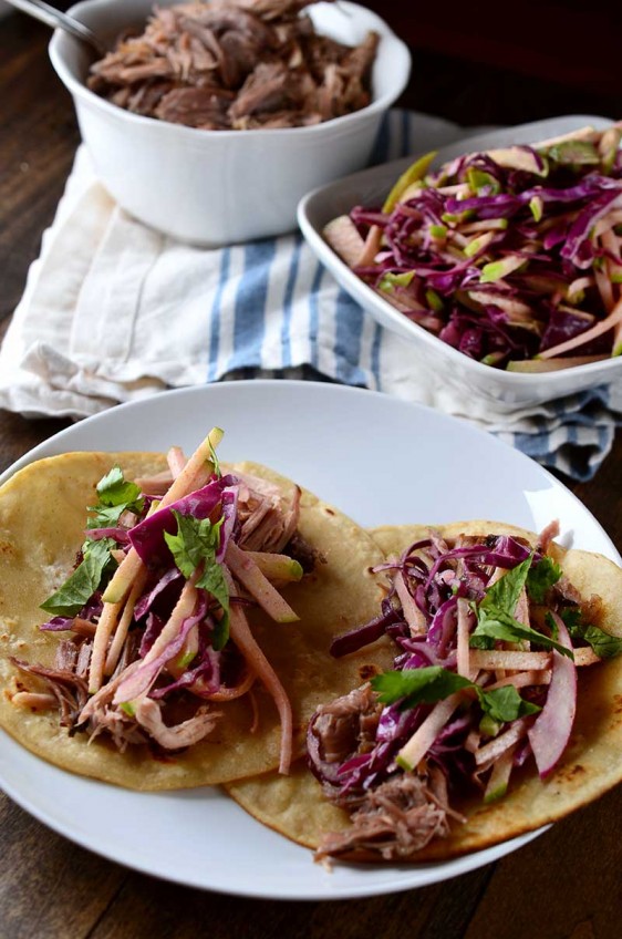 Pulled Pork Tacos with Ginger Apple Slaw