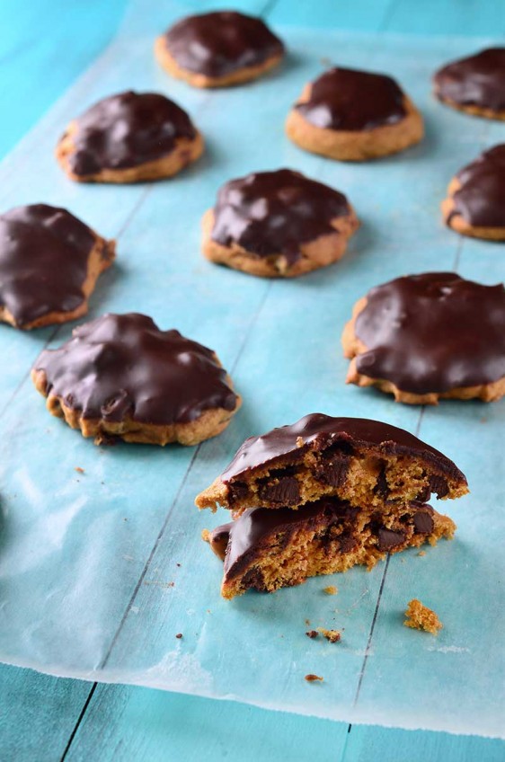 Pumpkin Chocolate Chip Cookies with Chocolate Ganache